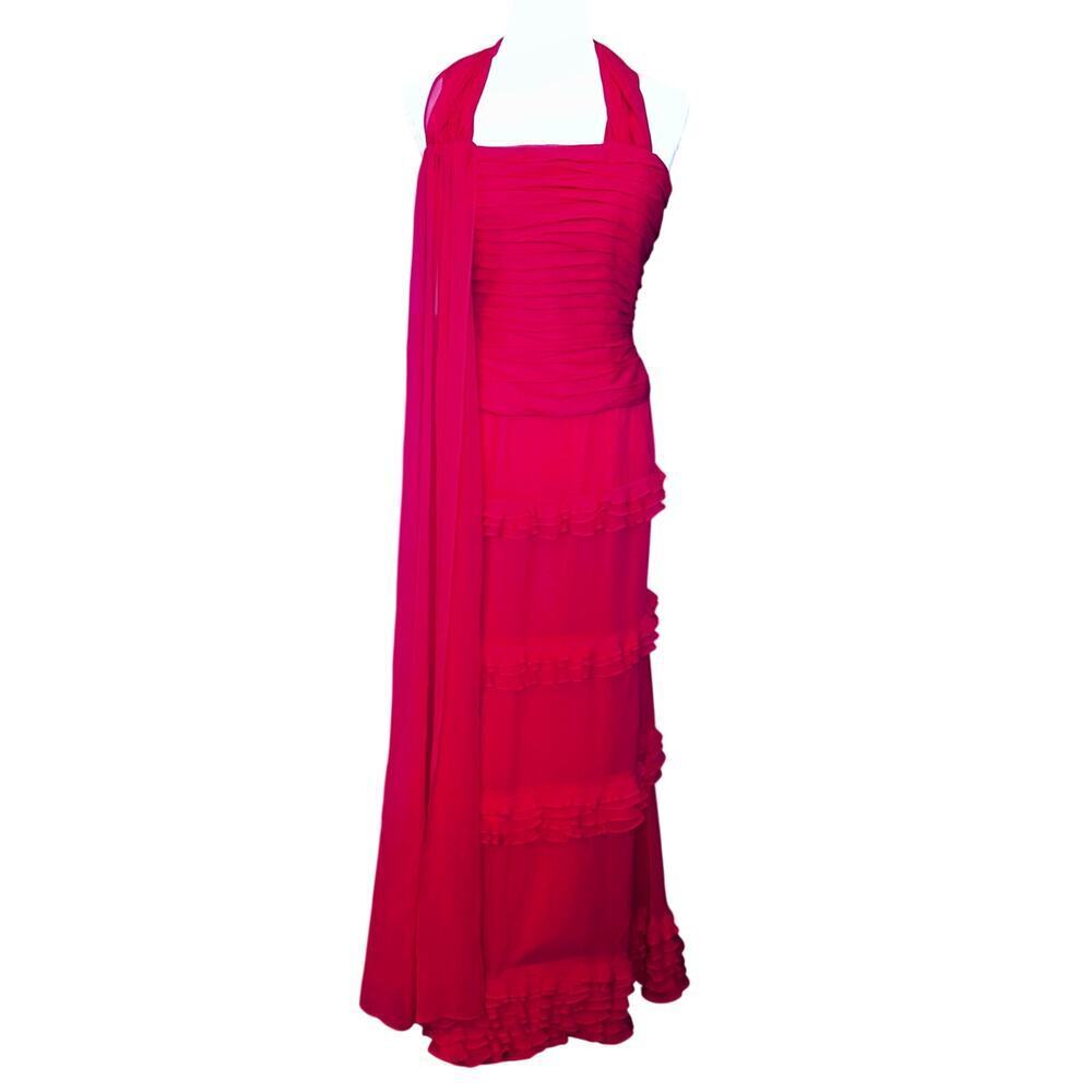 Kay unger red silk dress sz 12